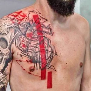 Фото тату сердце на груди 02.01.22 №0013 - tattoo heart - tattoo-photo.ru