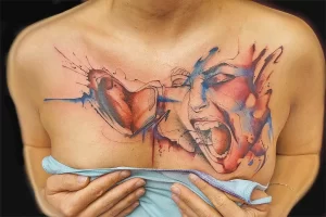 Фото тату сердце на груди 02.01.22 №0018 - tattoo heart - tattoo-photo.ru
