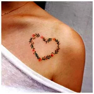 Фото тату сердце на ключице 02.01.22 №0012 - tattoo heart - tattoo-photo.ru