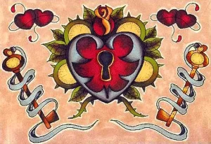 Фото тату сердце олд скул 02.01.22 №0004 - tattoo heart - tattoo-photo.ru