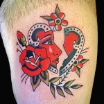 Фото тату сердце олд скул 02.01.22 №0010 - tattoo heart - tattoo-photo.ru