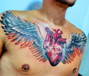 Фото тату сердце с крыльями 02.01.22 №0002 - tattoo heart - tattoo-photo.ru
