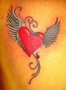 Фото тату сердце с крыльями 02.01.22 №0024 - tattoo heart - tattoo-photo.ru