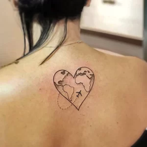 Фото тату сердце с самолетом 02.01.22 №0004 - tattoo heart - tattoo-photo.ru