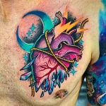 Фото тату сердце цветное 02.01.22 №0009 - tattoo heart - tattoo-photo.ru