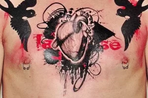 Фото тату черное сердце 02.01.22 №0015 - tattoo heart - tattoo-photo.ru