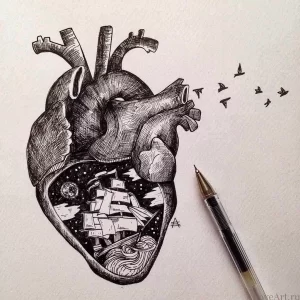 Фото эскиз тату сердце 02.01.22 №0012 - tattoo heart - tattoo-photo.ru