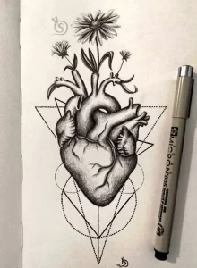 Фото эскиз тату сердце 02.01.22 №0027 - tattoo heart - tattoo-photo.ru