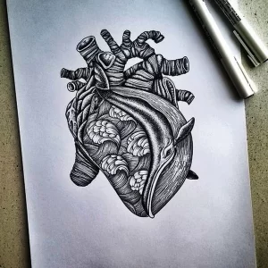Фото эскиз тату сердце 02.01.22 №0028 - tattoo heart - tattoo-photo.ru