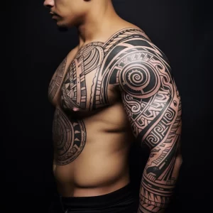 A man with a bold tribal tattoo on his bicep exhibit a de ded bbc dba _1_2 tattoo-photo.ru 003