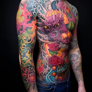 A man with a full sleeve of vibrant mythological cre f fca a ddeacc tattoo-photo.ru 016