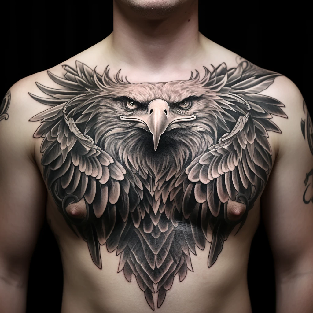 A man with a powerful eagle tattoo on his chest eyes cffd b d bdeaeaca tattoo-photo.ru 019