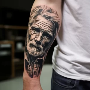 A man with a realistic portrait tattoo on his arm fi dec a bee ccfbaa _1_2 tattoo-photo.ru 023