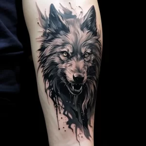 A man with a striking tattoo of a wolf on his forear aa b d bed ebdef _1_2_3 tattoo-photo.ru 028