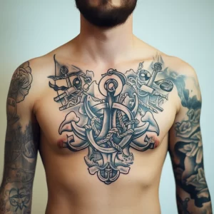 A man with a tattoo of a traditional sailors anchor aafac f e d _1 tattoo-photo.ru 033