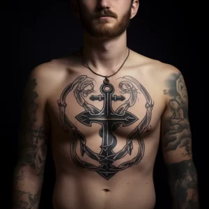 A man with a tattoo of a traditional sailors anchor aafac f e d _1_2 tattoo-photo.ru 034