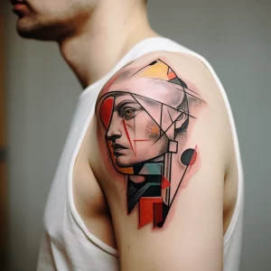 A man with an artistic abstract tattoo on his should eff debdac _1_2 tattoo-photo.ru 037