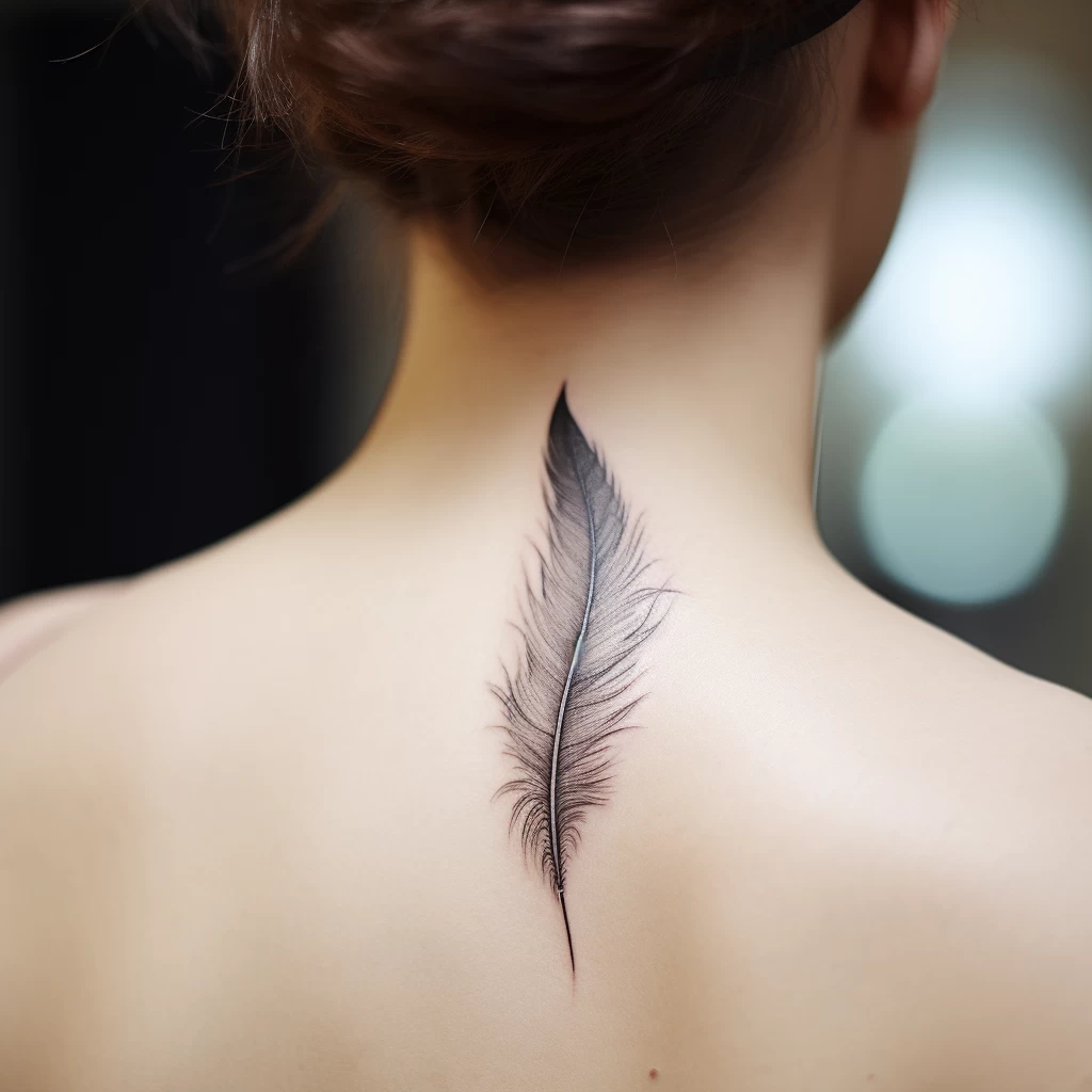 A person with a neck tattoo of a small delicate feat aad ee ee ccbd _1_2 tattoo-photo.ru 049