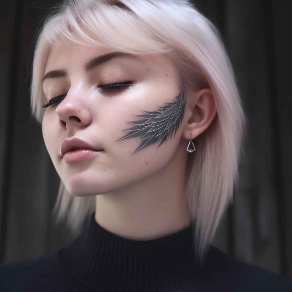 A person with a neck tattoo of a small delicate feat aad ee ee ccbd tattoo-photo.ru 047