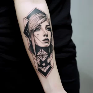 A woman with a detailed geometric pattern tattoo on dfe fb b adbbe _1 tattoo-photo.ru 054