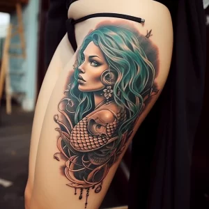 A woman with a hip tattoo of a mythical mermaid expr ffc bb b dacfed tattoo-photo.ru 057