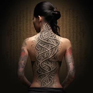 A woman with a tattoo of an ancient script running d dff eaa b af ebffb _1_2 tattoo-photo.ru 063