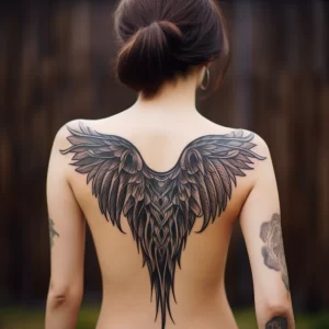 A woman with a tattoo of an angels wing on her back dec a d aea debb _1_2 tattoo-photo.ru 066