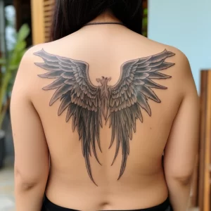 A woman with a tattoo of an angels wing on her back dec a d aea debb tattoo-photo.ru 064