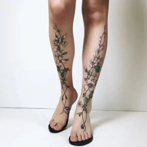 A woman with an ankle bracelet tattoo made of flower be ac a abf tattoo-photo.ru 073