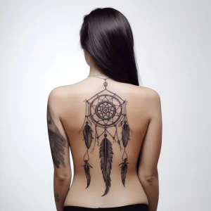 A woman with an artful tattoo of a dreamcatcher on h dba abd a ac eefaea _1_2 tattoo-photo.ru 076