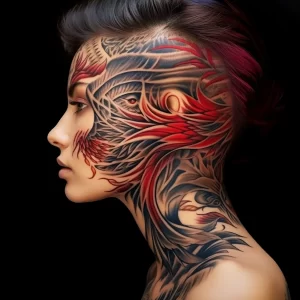 A woman with an elegant neck tattoo of a phoenix her aad a aaabfcc tattoo-photo.ru 078