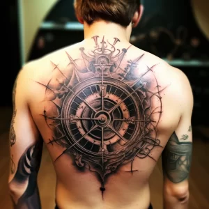 An individual with a tattoo of a compass and map on afae aa a a eff _1 tattoo-photo.ru 092