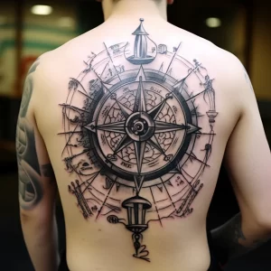 An individual with a tattoo of a compass and map on afae aa a a eff _1_2 tattoo-photo.ru 093