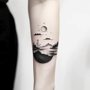 An individual with a tattoo of a minimalist landscap eebae c b ddefa _1 tattoo-photo.ru 096