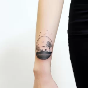 An individual with a tattoo of a minimalist landscap eebae c b ddefa _1_2_3 tattoo-photo.ru 098