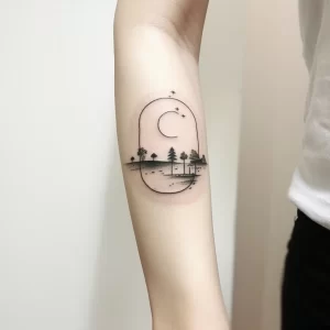 An individual with a tattoo of a minimalist landscap eebae c b ddefa tattoo-photo.ru 095