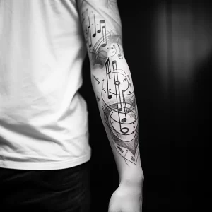 An individual with a tattoo of a musical staff and n ccbc f e ecbbccf _1 tattoo-photo.ru 100