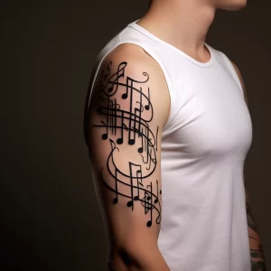 An individual with a tattoo of a musical staff and n ccbc f e ecbbccf _1_2 tattoo-photo.ru 101