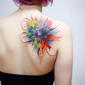 An individual with a tattoo of an abstract colorful bde cc b abcb tattoo-photo.ru 102