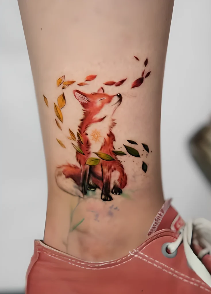 Пример рисунка тату лиса №01 - tattoo-photo.ru