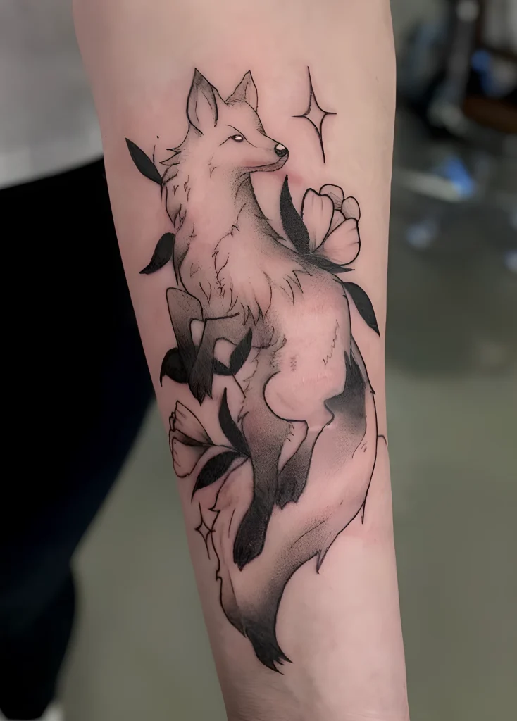 Пример рисунка тату лиса №02 - tattoo-photo.ru