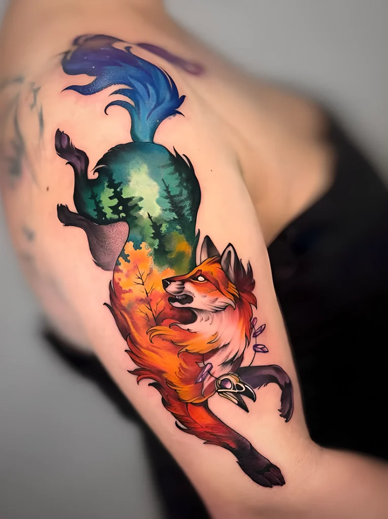 Пример рисунка тату лиса №03 - tattoo-photo.ru