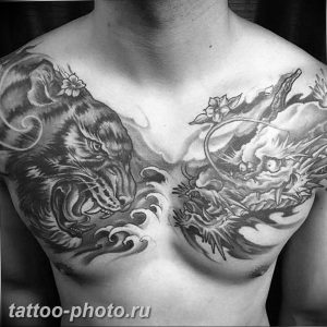 фото тату тигр и дракон 07.12.2018 №007 - tattoo tiger and dragon - tattoo-photo.ru