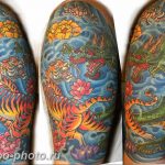 фото тату тигр и дракон 07.12.2018 №028 - tattoo tiger and dragon - tattoo-photo.ru