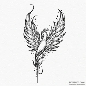 Tattoo design a phoenix feather slowly turnin... - эскиз тату (№1751025464_0, 27.06.2025 11:57) — tattoo-photo.ru