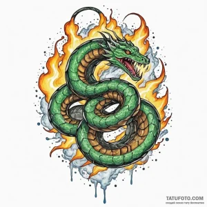 Tattoo design an uroboros serpent whose body... - акварель - эскиз тату (№1751025944_0, 27.06.2025 12:05) — tattoo-photo.ru