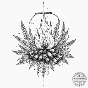 A tattoo design of a slavic ritual bonfire on... - эскиз тату (№1751031254_0, 27.06.2025 13:34) — tattoo-photo.ru