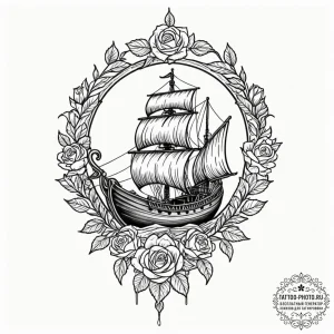 Tattoo sketch a stylized 'viking longship' fo... - эскиз тату (№1751031466_0, 27.06.2025 13:37) — tattoo-photo.ru