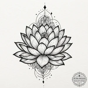 Tattoo sketch a lotus flower with roots that... - эскиз тату (№1751031873_0, 27.06.2025 13:44) — tattoo-photo.ru