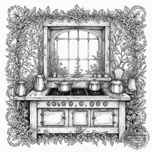 A warm and inviting farmhouse kitchen with a... - эскиз тату (№1751032087_0, 27.06.2025 13:48) — tattoo-photo.ru